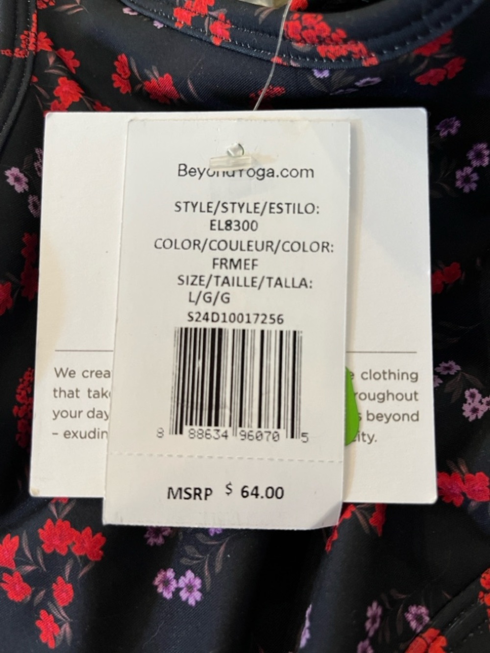Beyond Yoga Black Floral Sports Bra with Red & Purple Flowers - Picture 7 of 7